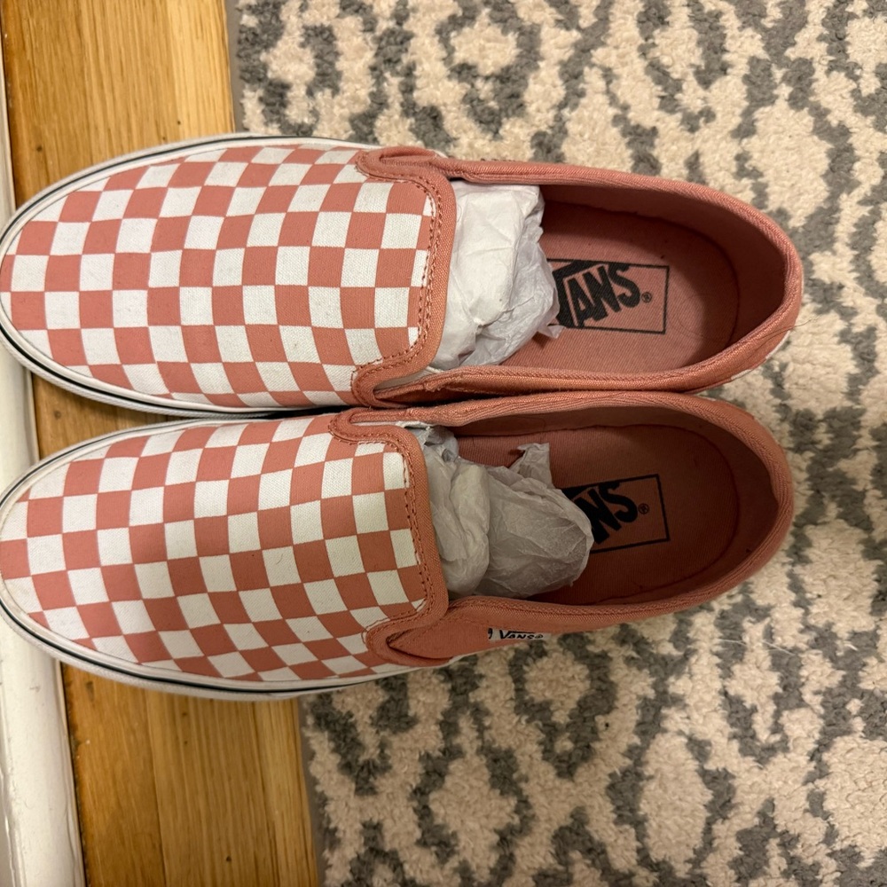 Vans Pink and White Checkerboard Sneakers